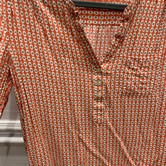 Half button down orange blouse - Picture 2 of 3